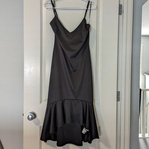Black Satin spaghetti strap high low dress (extra large)